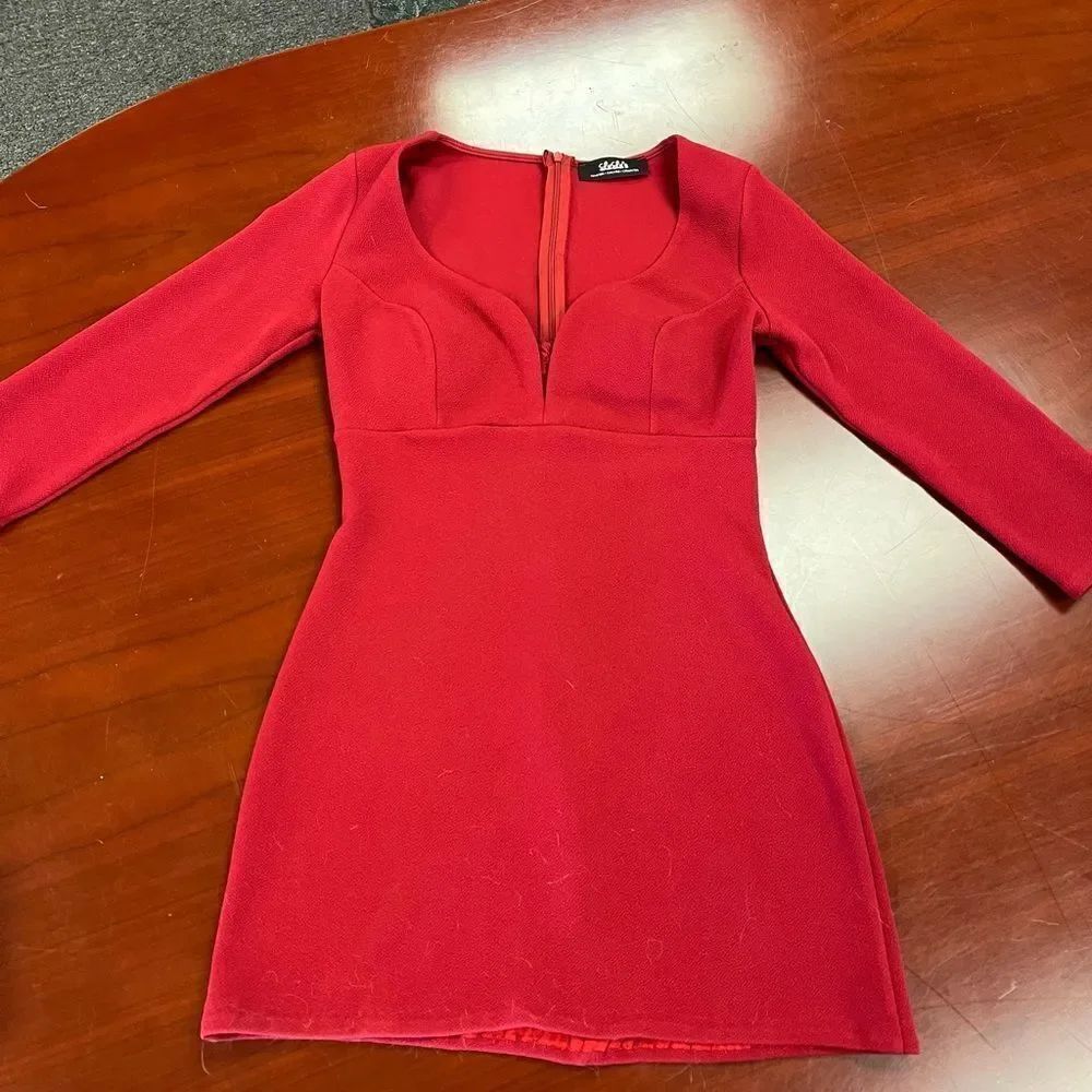 Lulus Burgundy Sweetheart Neckline 3/4 Sleeve Mini Dress sz XS EYC